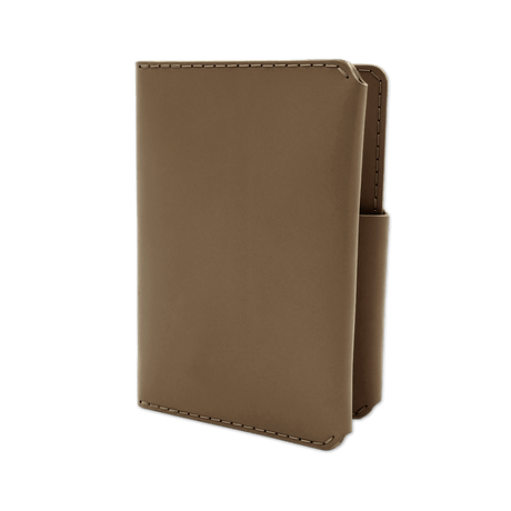 Olive leather Passport Wallet 3/4 angle view.