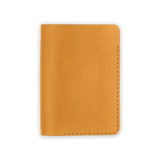 Gold leather Passport Cover closed view.