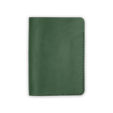 Green leather Passport Cover closed view.