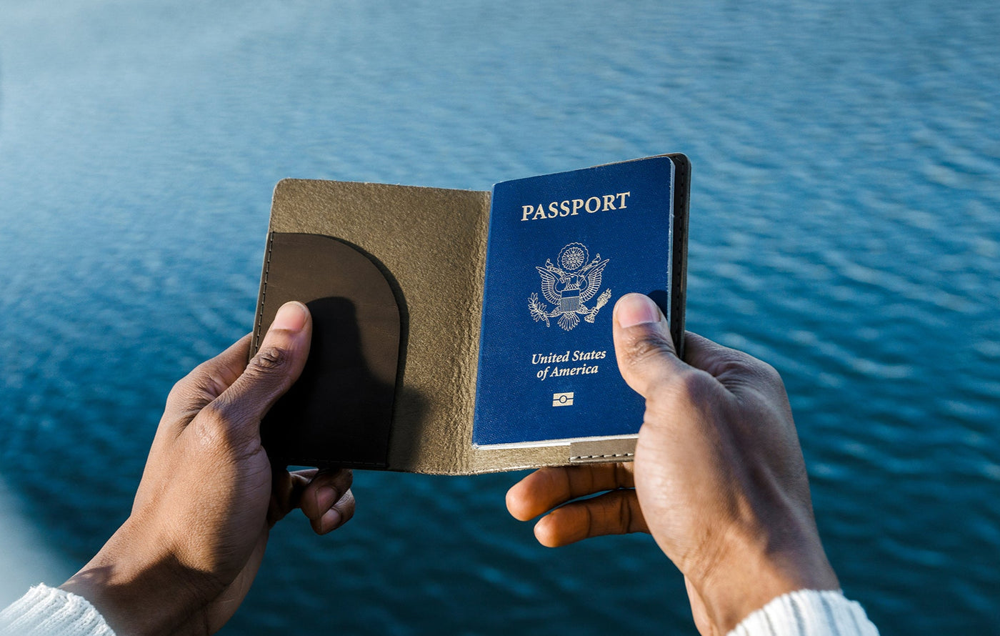 Passport Cover in olive leather