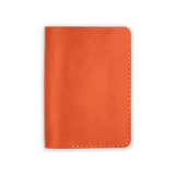 Orange leather Passport Cover closed view.