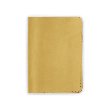 Yellow leather Passport Cover closed view.