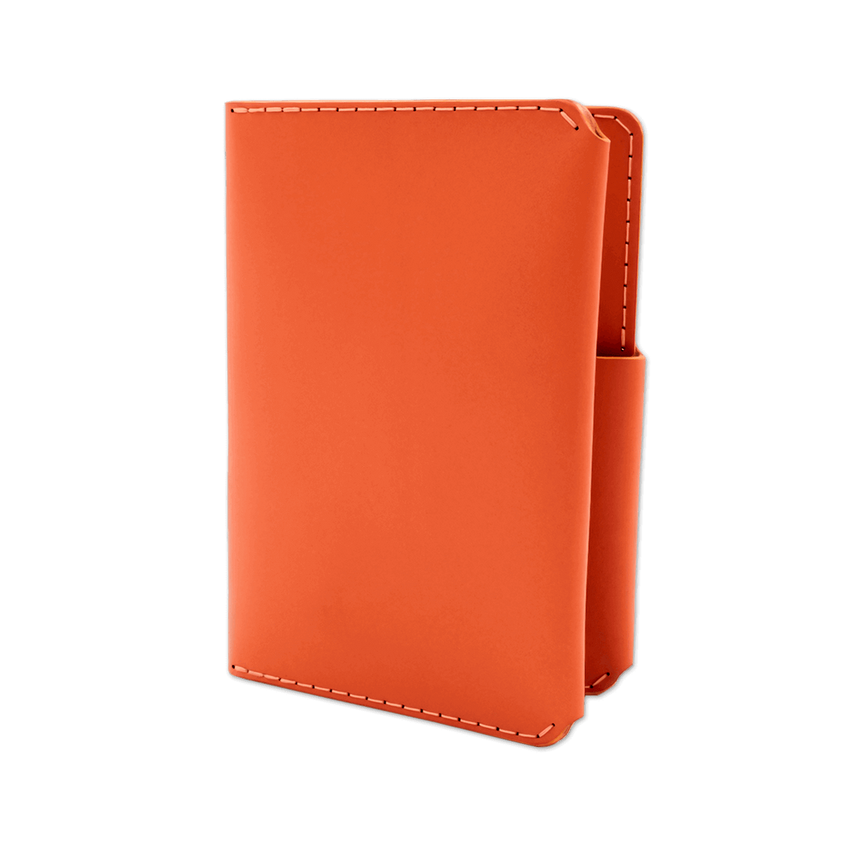 Orange leather Passport Wallet 3/4 angle view.