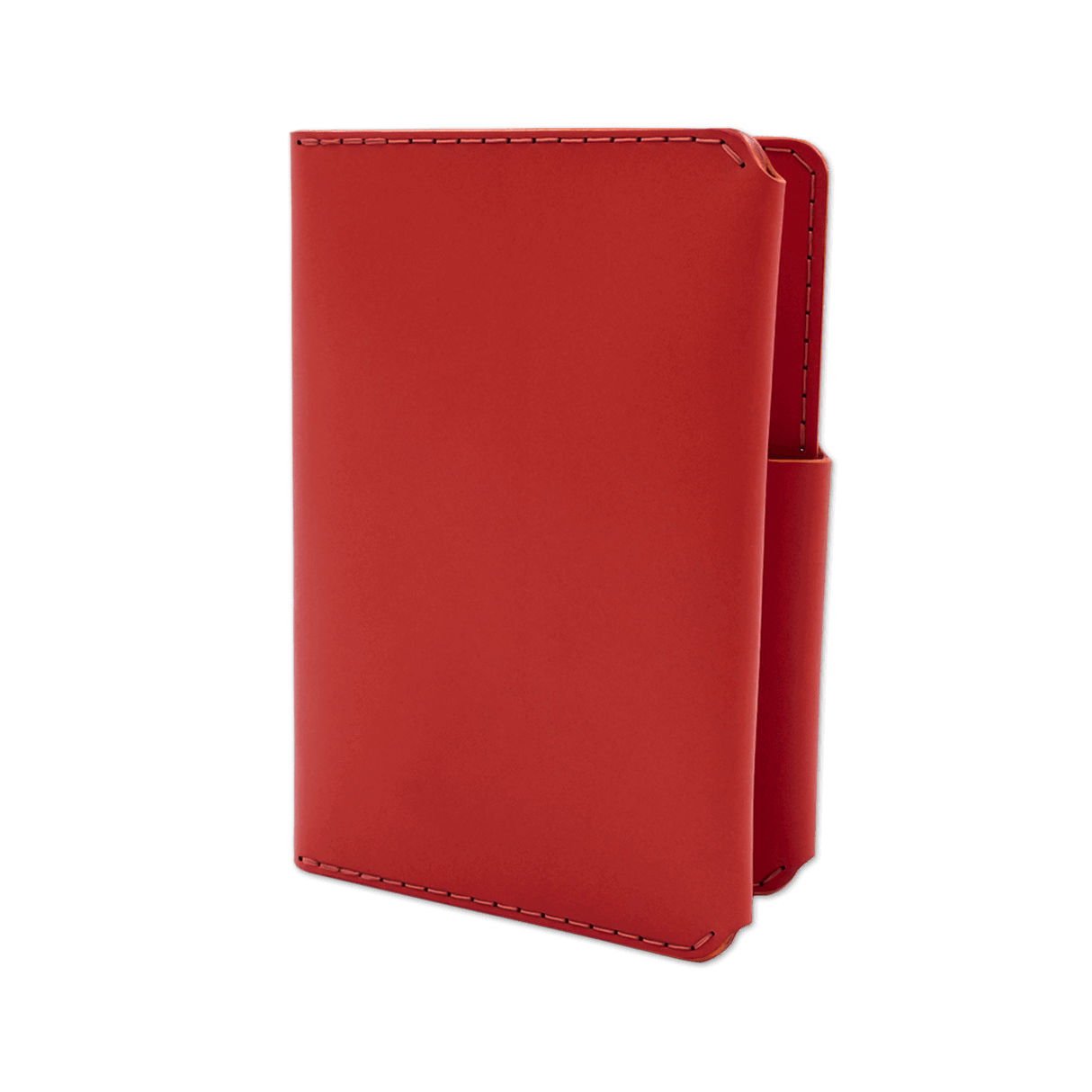 Red leather Passport Wallet 3/4 angle view.