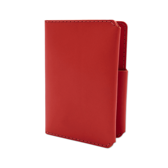 Red leather Passport Wallet 3/4 angle view.