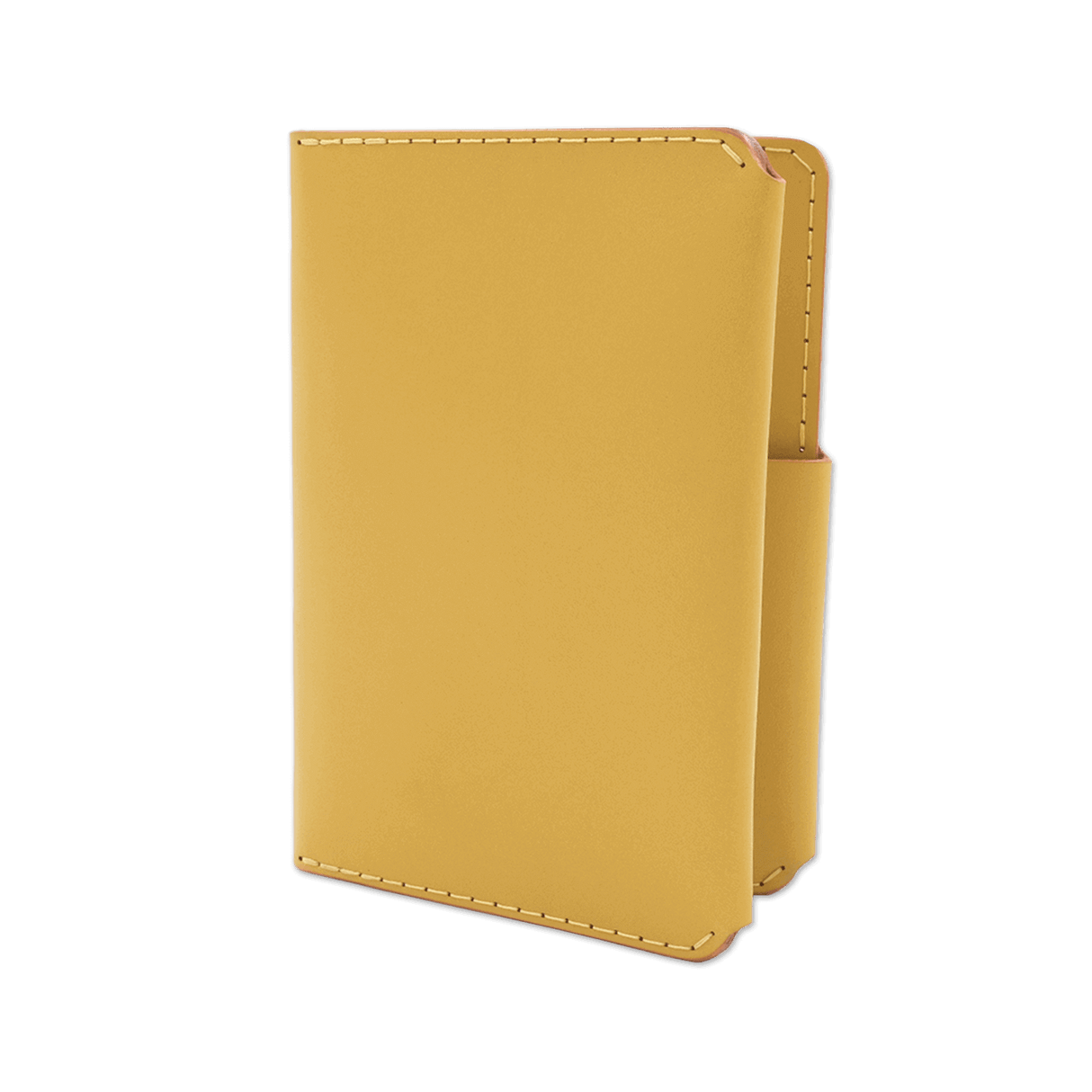 Yellow leather Passport Wallet 3/4 angle view.