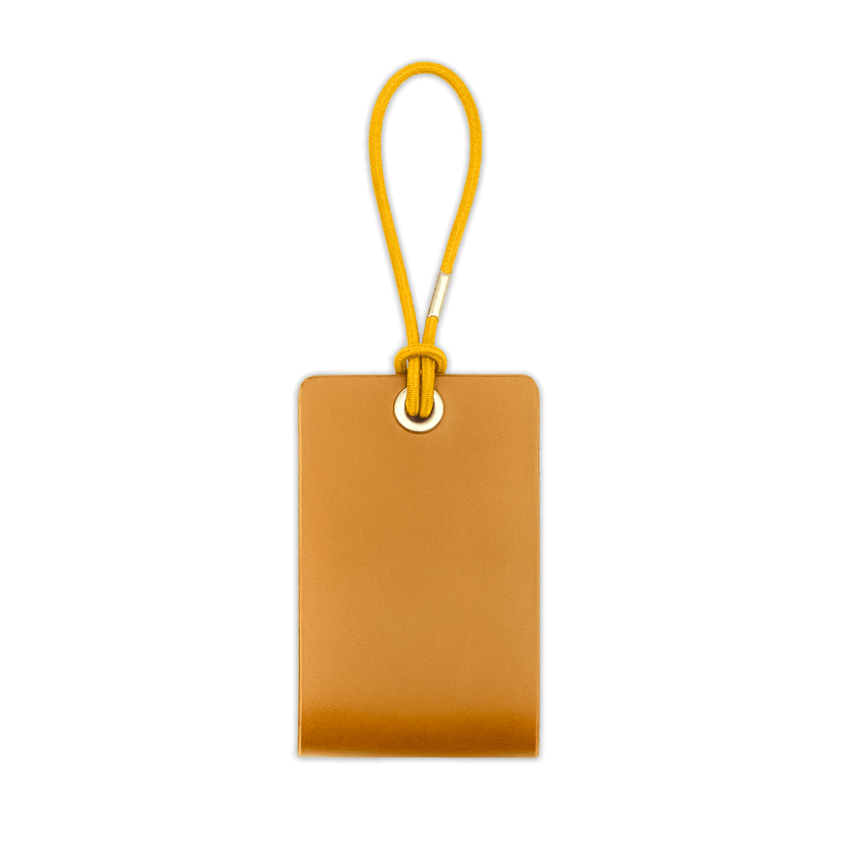 Woolly Made Standard Luggage Tag in Gold with elastic cord.