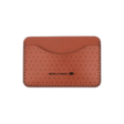 Brown leather Slim Wallet with decorative perforation and etched Woolly Made logo.