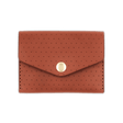 Brown leather Snap Wallet with decorative perforation and brass hardware.