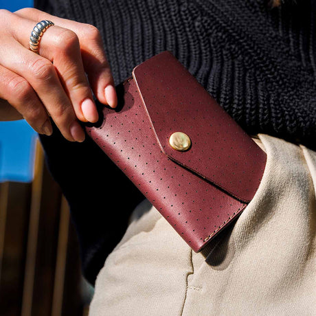Snap Wallet in burgundy leather