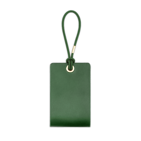 Woolly Made Standard Luggage Tag in Green with elastic cord.