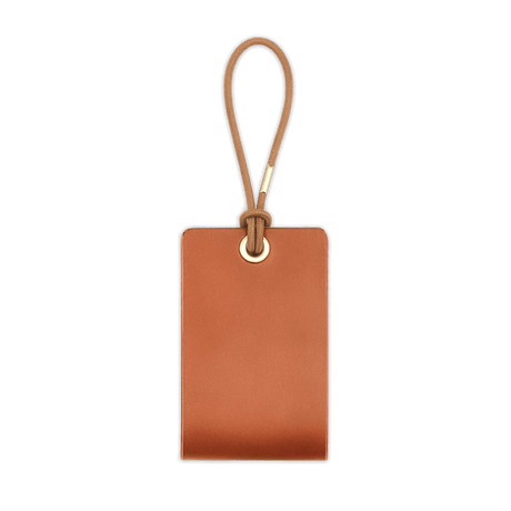 Woolly Made Standard Luggage Tag in Tan with elastic cord.