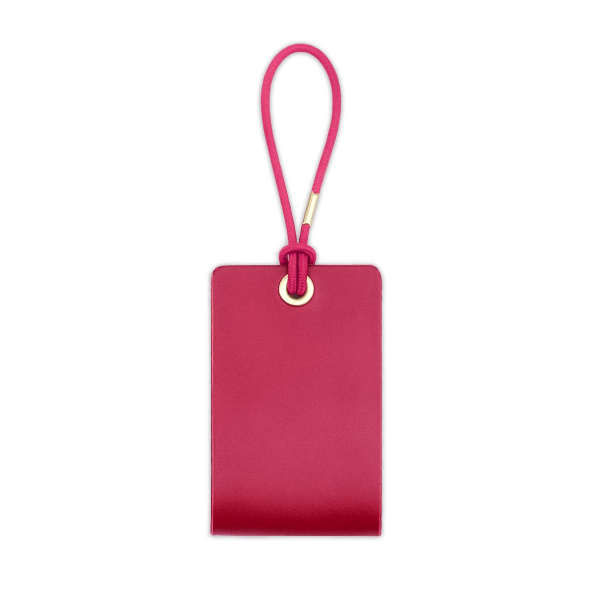 Woolly Made Standard Luggage Tag in Pink with elastic cord.