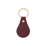 Burgundy leather Tab Keychain, hand-pressed Woolly Made logo, brass hardware.