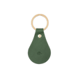 Green leather Tab Keychain, hand-pressed Woolly Made logo, brass hardware.