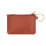 Brown leather Zip Wallet back view with zipper and brass hardware.