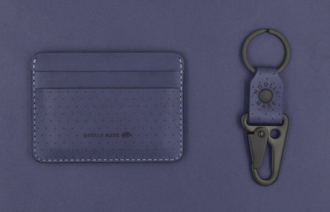 Navy Half Wallet + Clip Keychain